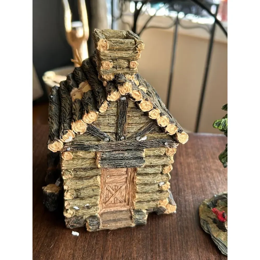 New LOG CABIN Lake House Deer Shack hunting Fishing RESIN TABLE LAMP & figurines